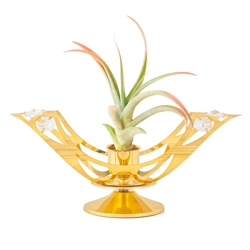 24k Gold-Plated Double Wing Candle Holder Swarovski Crystal (Tulip Glass Option)