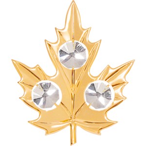 24K Gold Plated Maple Leaf Sun Catcher W/Clear Swarovski | Mascot USA