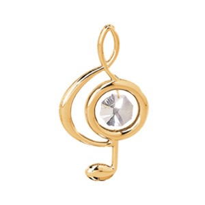 24k Gold Plated Large Treble Clef Sun Catcher w/Clear Swarovski Element Crystal