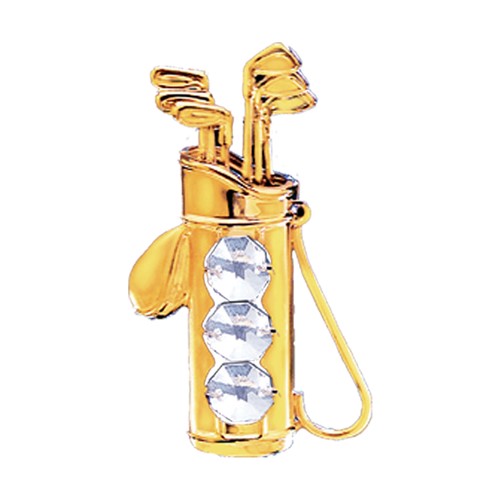 24k Gold Plated Golf Bag Sun Catcher w/ Swarovski | Mascot USA