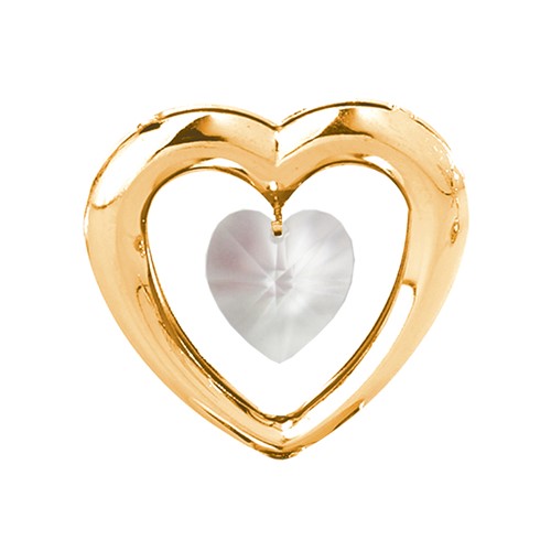 24k Gold Plated Heart Sun Catcher w/Clear Swarovski Element Crystal