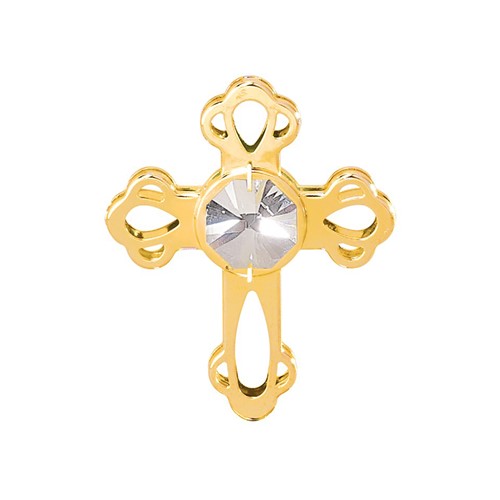 24k Gold Plated Mini Cross Sun Catcher w/Clear Swarovski Element Crystal