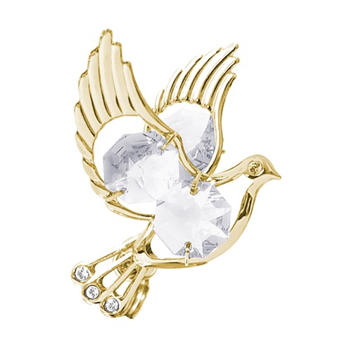 24k Gold Plated Dove Sun Catcher w/Clear Swarovski Element Crystal