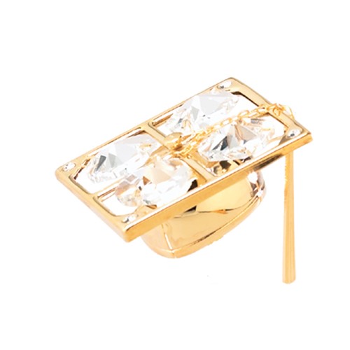 24K Gold Plated Graduation Cap Sun Catcher W/Clear Swarovski | Mascot USA