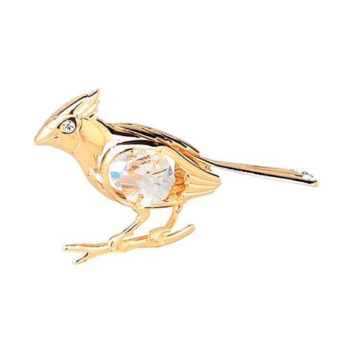 24k Gold Plated Cardinal Sun Catcher w/Clear Swarovski Element Crystal
