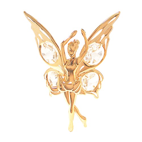 24k Gold Plated Dancing Fairy Sun Catcher w/Clear Swarovski Element Crystal