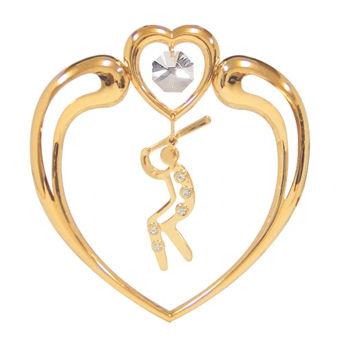 24k Gold Plated Baseball Sun Catcher w/Clear Swarovski Element Crystal