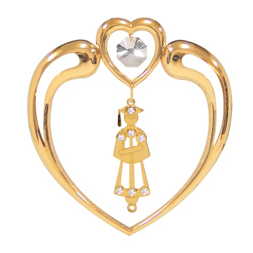 24K Gold Plated Graduate Sun Catcher W/Clear Swarovski  | Mascot USA