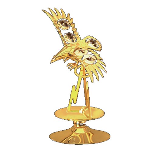 24K Gold Plated Eagle W/ Mountain On Stand W/ Swarovski | Mascot USA
