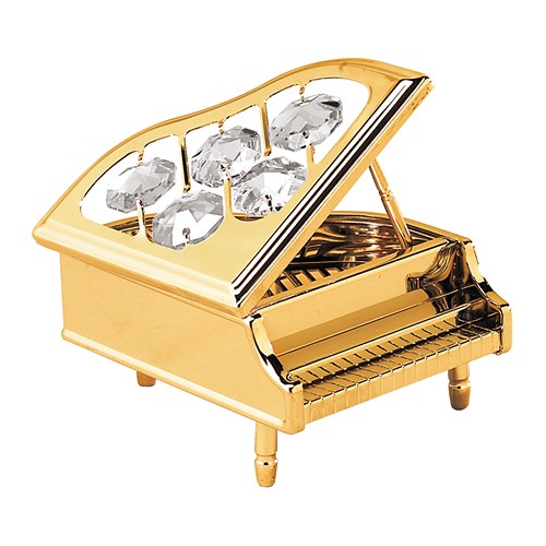 24k Gold Plated Piano Free Standing w/Clear Swarovski Element Crystal