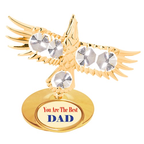24K Gold Eagle On Stand "You Are The Best Dad" W/ Swarovski | Mascot USA