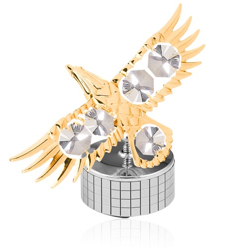 24K Gold Plated Eagle Mirror Music Box W/Clear Swarovski | Mascot USA