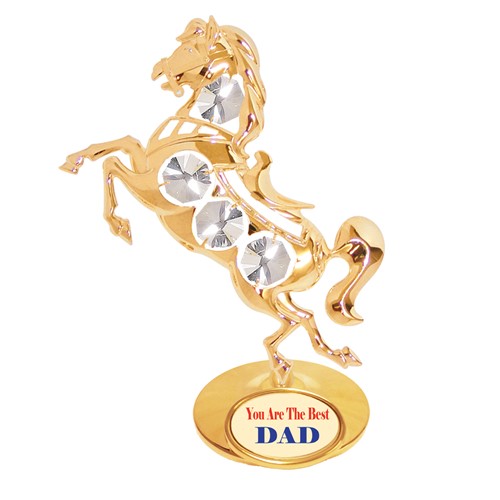 24K Gold Horse On Stand "You Are The Best Dad" W/Swarovski | Mascot USA
