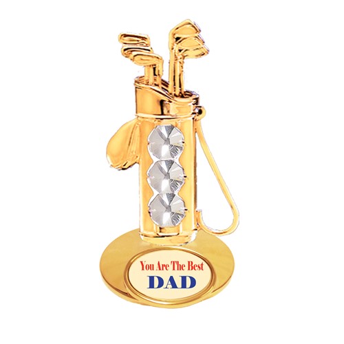 24K Gold Golf Bag On Stand "You Are The Best Dad" W/ Swarovski | Mascot USA