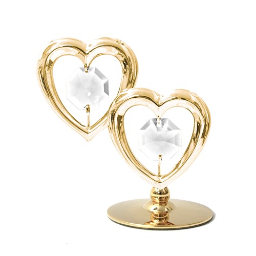 Twin Hearts Ornament | Mascot USA - Swarovski&reg;, 24k Gold & Chrome Ornaments
