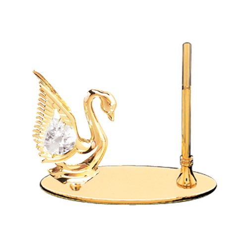 24K Gold Plated Swan Petite Pen Set w/Clear Swarovski Element Crystal