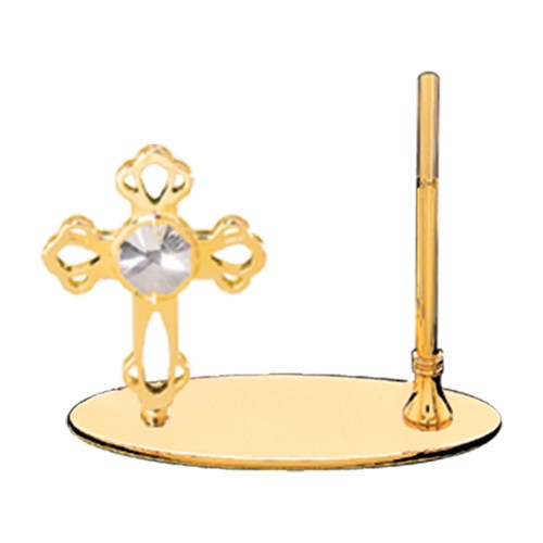 24K Gold Plated Cross Petite Pen Set w/Clear Swarovski Element Crystal