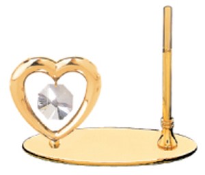 24K Gold Plated Elegant Heart Petite Pen Set w/Clear Swarovski Element Crystal