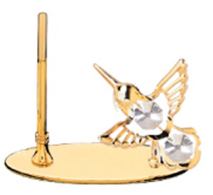 24K Gold Plated Hummingbird Petite Pen Set w/Clear Swarovski Element Crystal