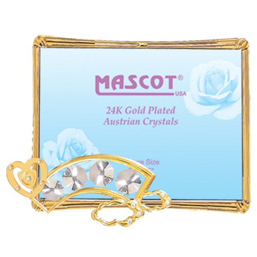 24K Gold Plated Rainbow/Heart Rectangular Picture Frame/Clear Swarovski Element