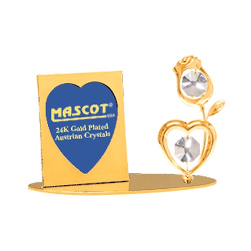 24K Gold Plated Rose/Heart Petite Picture Frame/Clear Swarovski Element Crystal