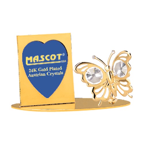 24K Gold Plated Butterfly Petite Picture Frame w/Clear Swarovski Element Crystal