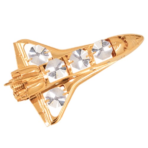24k Gold Plated Space Shuttle w/Clear Swarovski | Mascot USA