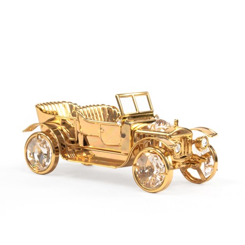 24k Gold Plated Vintage Car w/Clear Swarovski | Mascot USA