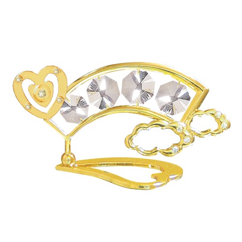 24k Gold Plated Rainbow with Heart on Stand w/Clear Swarovski Element Crystal