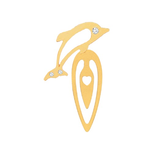 24k Gold Plated Dolphin Bookmark w/Swarovski Element Crystal