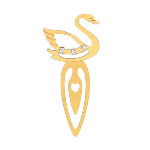 24k Gold Plated Swan Bookmark w/Swarovski Element Crystal