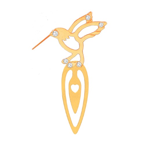 24k Gold Plated Hummingbird Bookmark w/Swarovski Element Crystal