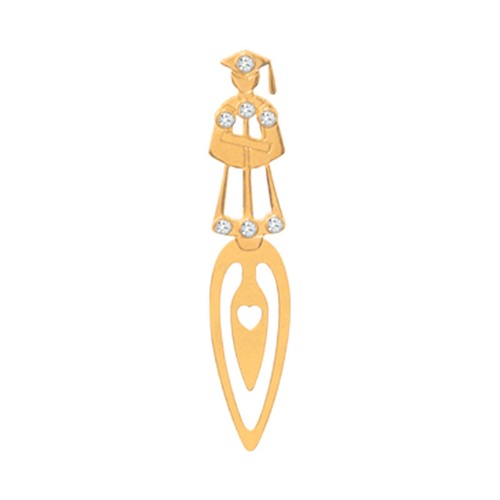 24k Gold Plated Graduate Bookmark w/Swarovski  | Mascot USA