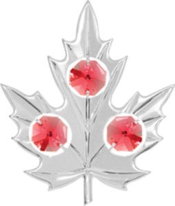Chrome Plated Maple Leaf Sun Catcher W/ Swarovski | Mascot USA
