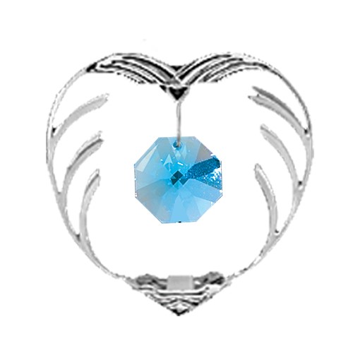 Chrome Plated Mini Heart Sun Catcher w/Blue Swarovski Element Crystal