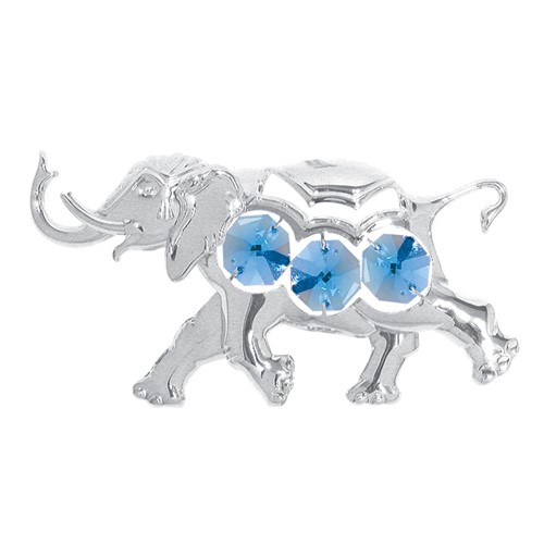 Chrome Plated Elephant Sun Catcher w/Blue Swarovski Element Crystal