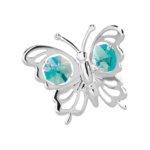 Chrome Plated Mini Butterfly Sun Catcher w/ Swarovski Element Crystal (6 Colors)