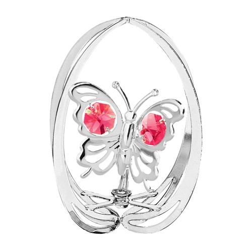 Chrome Mini Butterfly in Ellipse Sun Catcher/Swarovski Element (6 Colors)