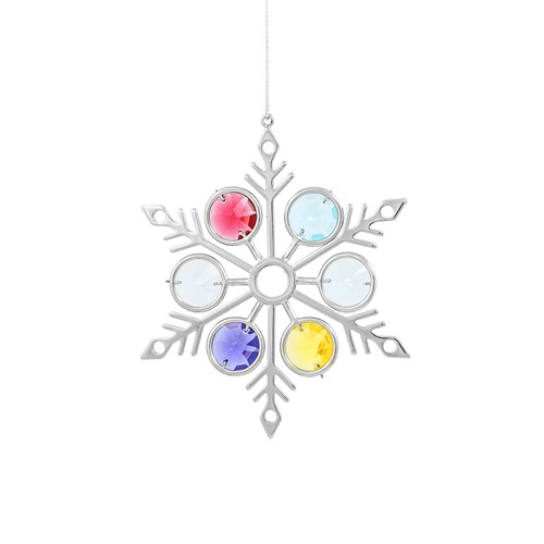 Chrome Plated Large Snowflake Sun Catcher/ Swarovski Element (Blue/Purple/Mixed)