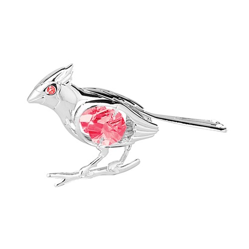 Chrome Plated Cardinal Sun Catcher w/Red Swarovski Element Crystal