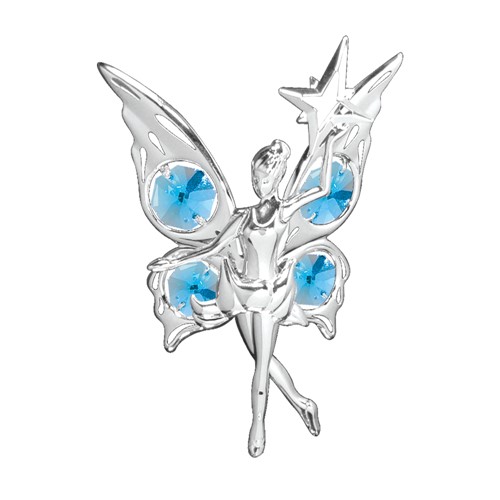 Chrome Plated Fairy w/Star Sun Catcher w/ Swarovski Element Crystal (Blue/Mixed)