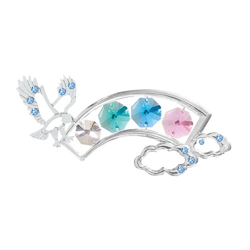 Chrome Plated Rainbow W/Eagle Sun Catcher W/Blue Swarovski | Mascot USA