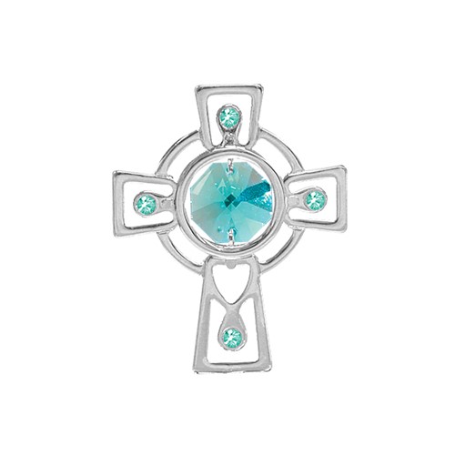 Chrome Plated Celtic Cross Sun Catcher w/ Swarovski Element Crystal (6 colors)