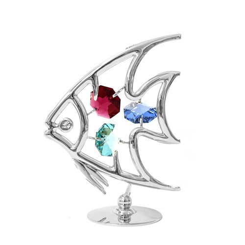 Chrome Plated Fish Free Standing w/ Swarovski Element Crystal (4 Colors)