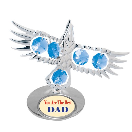 Chrome Eagle On Stand/"You Are The Best Dad"/Color Swarovski | Mascot USA