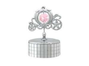 Chrome Plated Mini Carriage Mirror Music Box W/Swarovski | Mascot USA