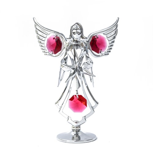Chrome Plated Angel w/Star On Stand w/ Swarovski Element Crystal (6 Colors)