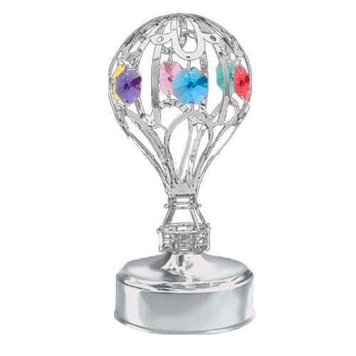 Chrome Plated Hot Air Balloon Music Box W/Swarovski | Mascot USA
