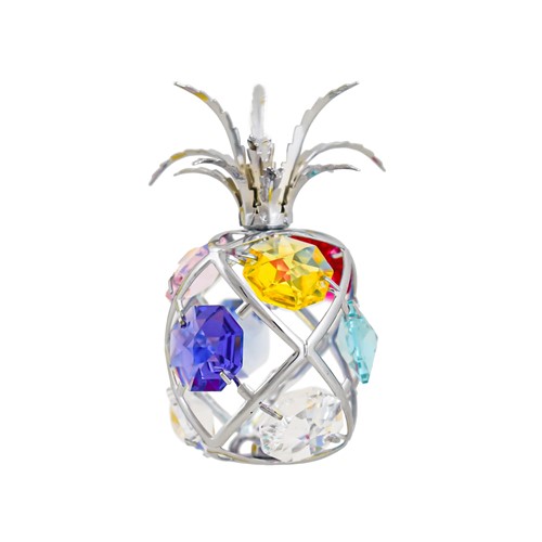 Chrome Plated Pineapple Free Standing w/ Swarovski Element Crystal (5 Colors)