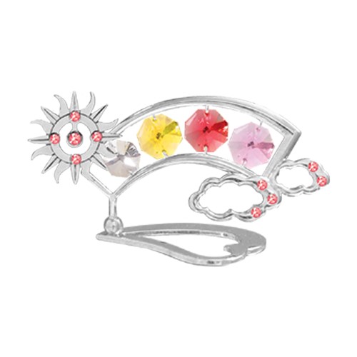 Chrome Plated Rainbow with Sun on Stand w/Mixed Swarovski Element Crystal
